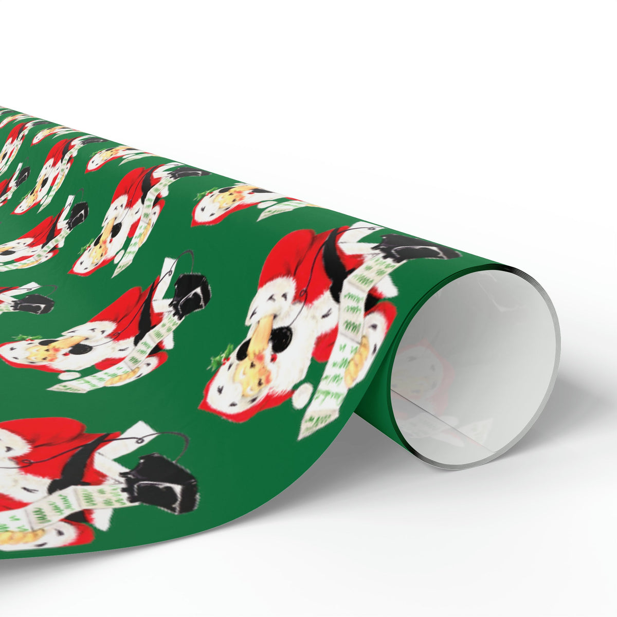 Santa Checking His List On Telephone Green Mid Century Retro Christmas Print Holiday Gift Wrap Paper - Glossy Or Matte