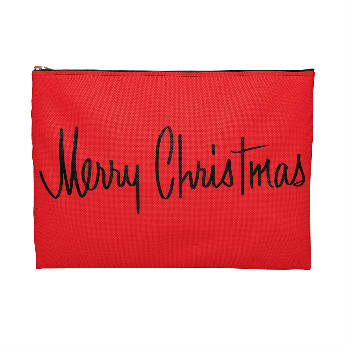 Merry Christmas Red Mid Century Retro Christmas Print Polyester Accessory Travel Pouch