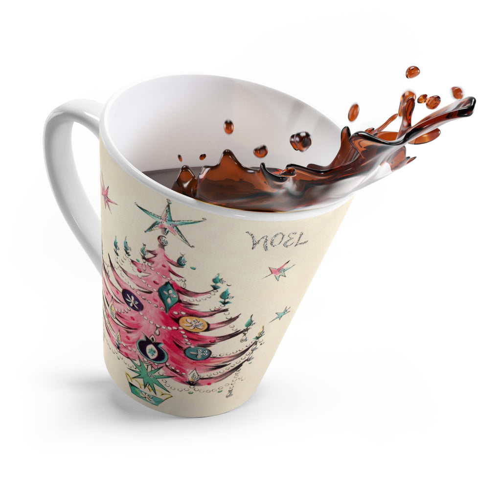 Noel Pink Christmas Tree Christmas Print Latte Coffee Mug
