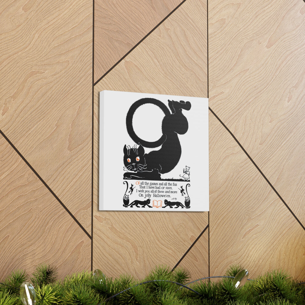 Black Cat Vintage Poem Retro Halloween Print Canvas Gallery Wraps