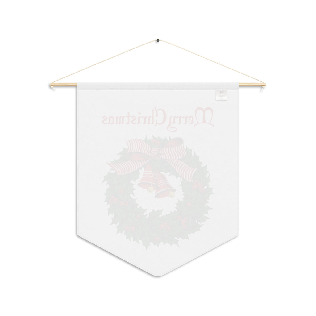 Merry Christmas Wreath Retro Mid Century Christmas Print Wall Hanging Banner Flag