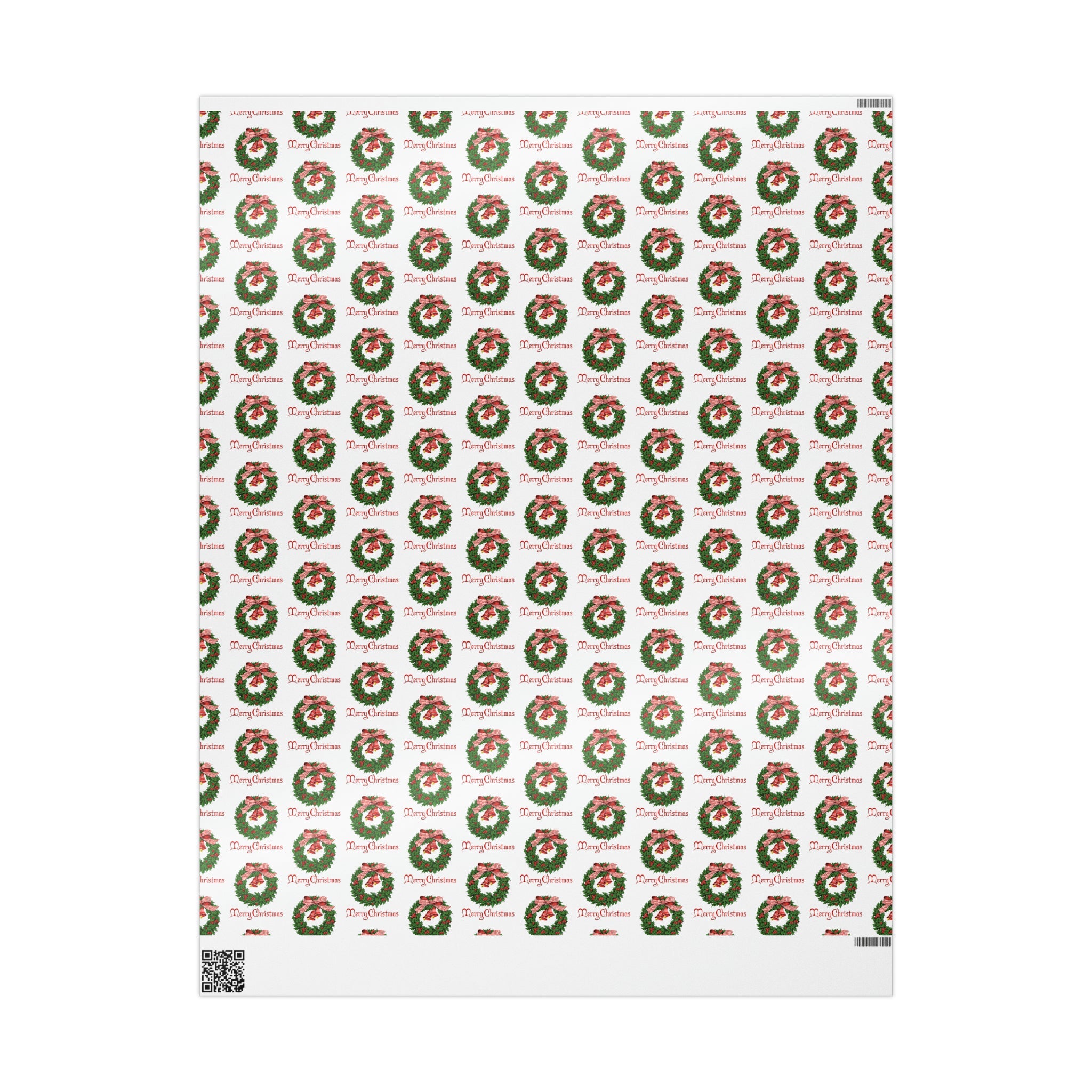 Merry Christmas Wreath Retro Christmas Print Holiday Gift Wrap Paper - Glossy Or Matte