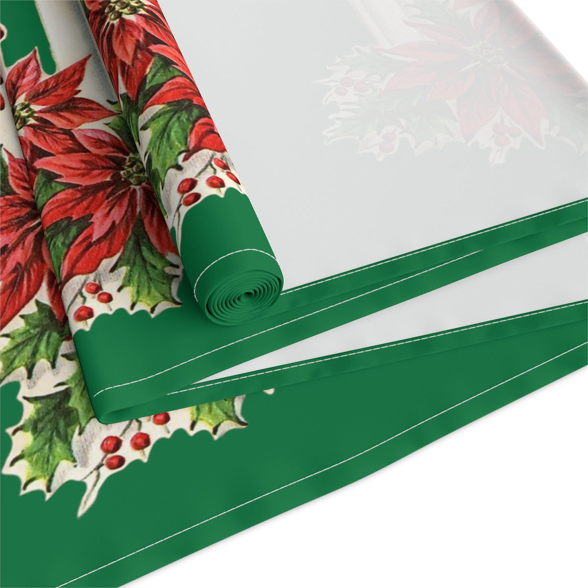 Christmas Candles Retro Christmas Print Home Decor Cotton Poly Table Runner