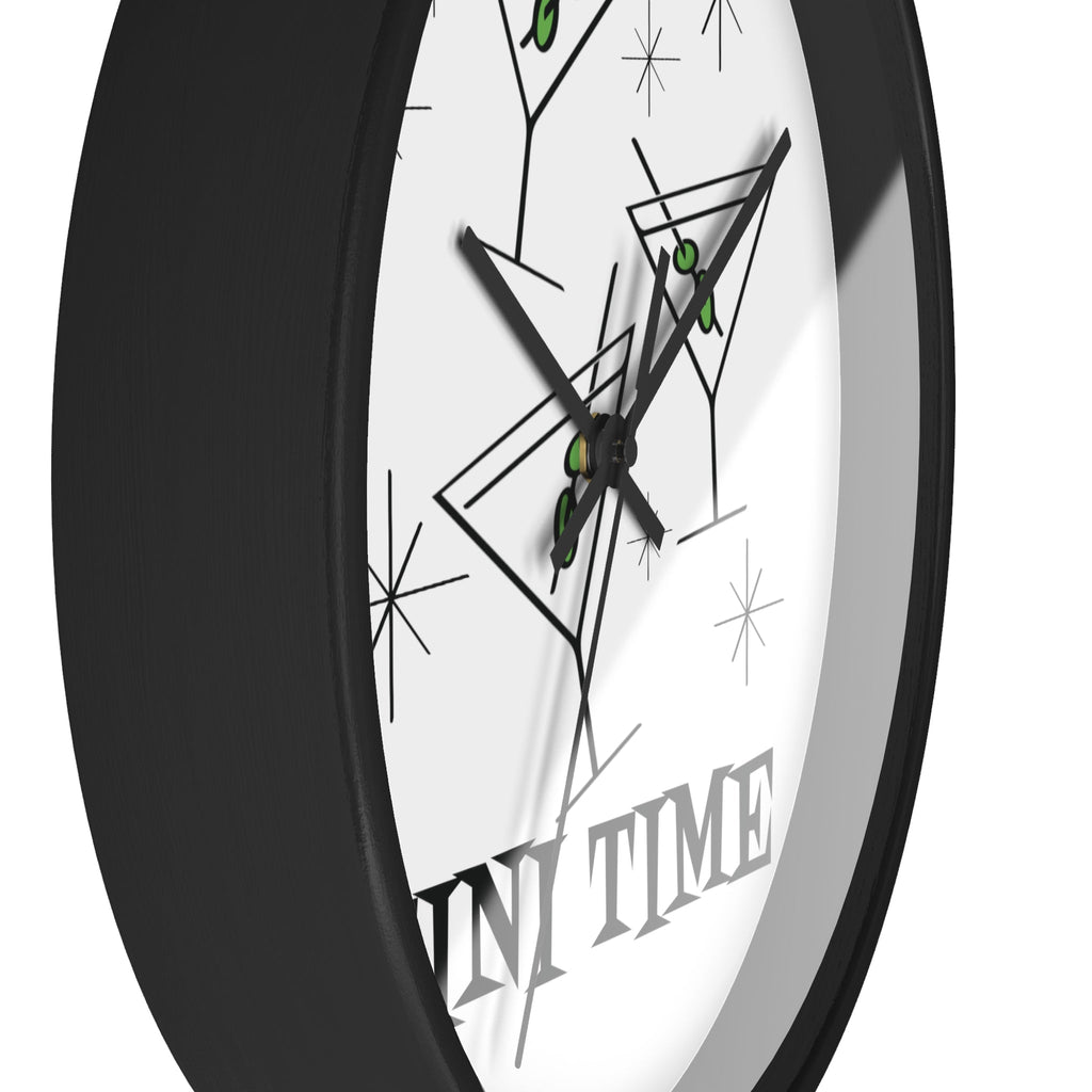 'Tini Time Martini Cocktails Atomic Mid Century Retro Style Black Wall Clock