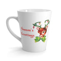 Season's Greetings Reindeer With Ornaments Mid Century Retro Christmas Print Latte Coffee Mug