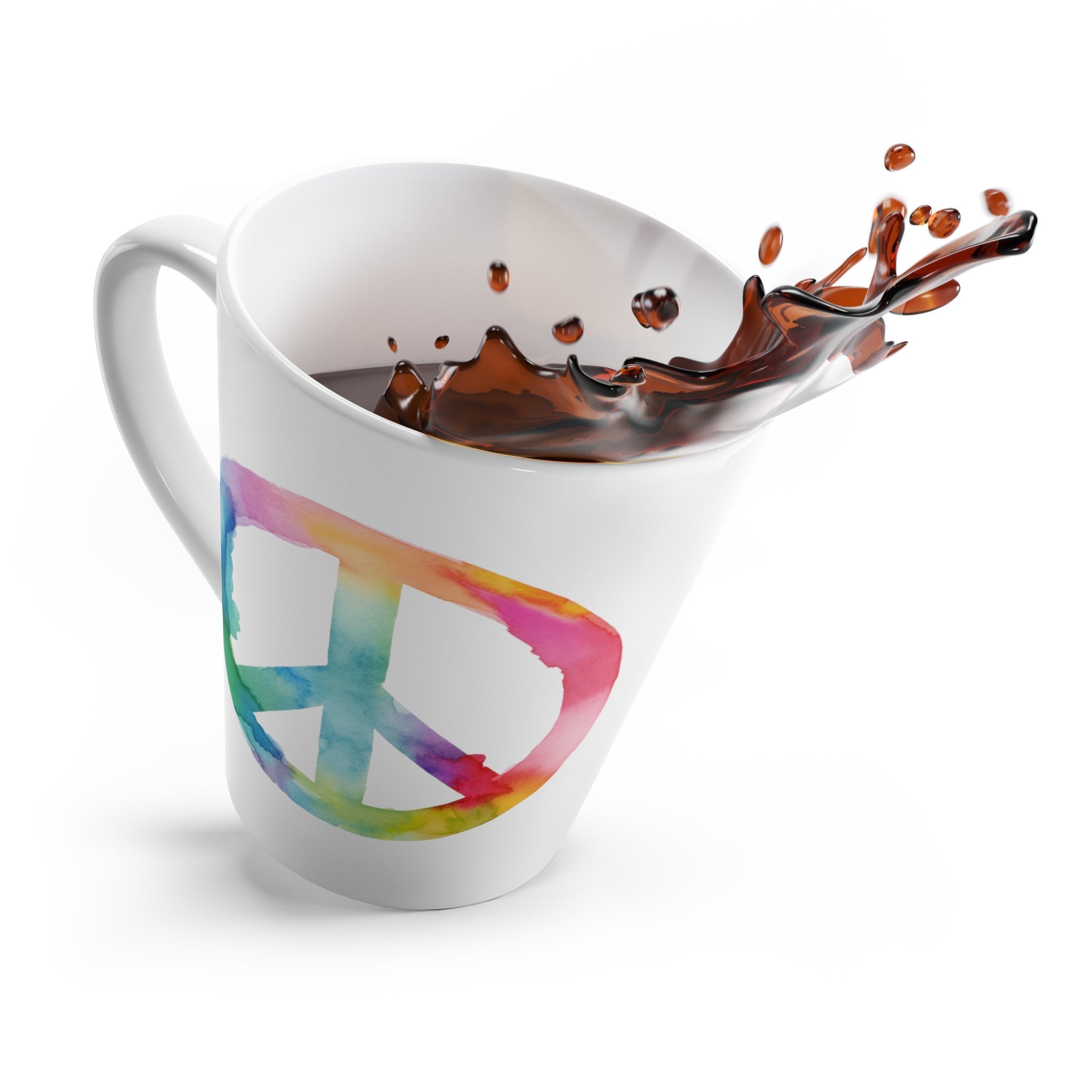 Rainbow Watercolor Peace Latte Mug