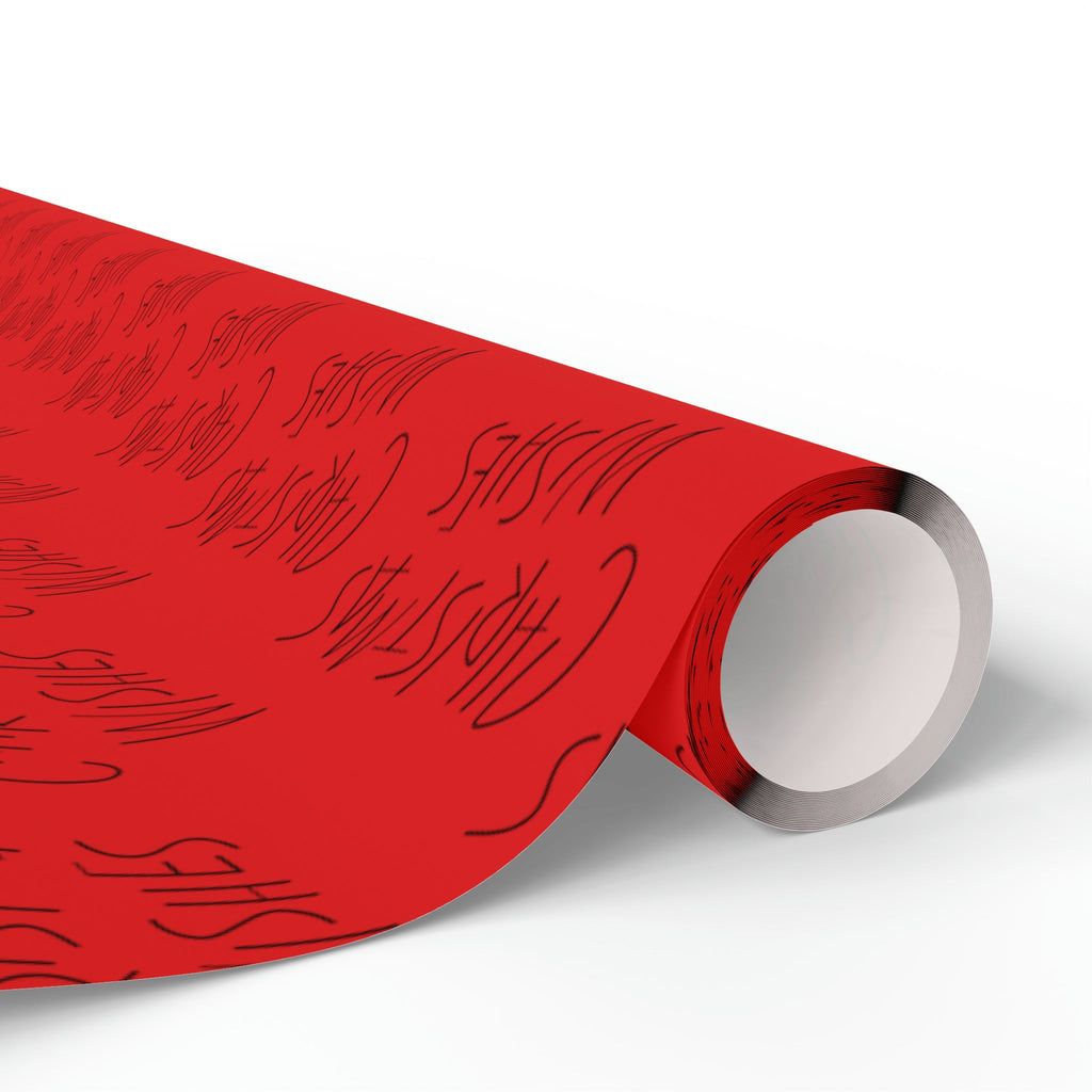 Christmas Wishes Red Mid Century Retro Christmas Print Holiday Gift Wrap Paper - Glossy Or Matte