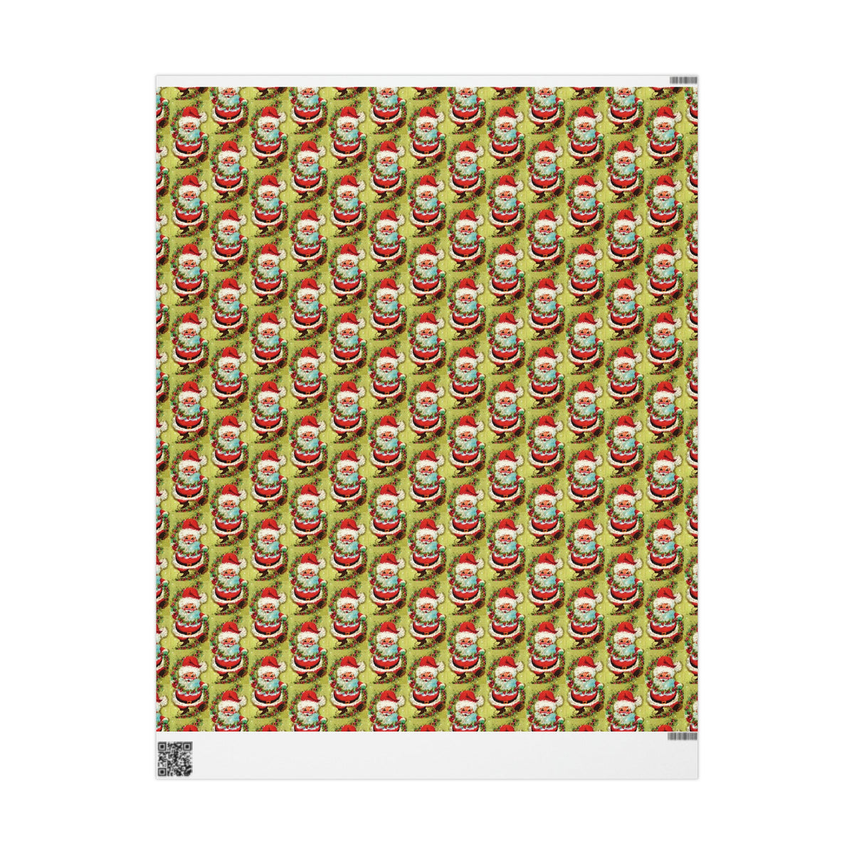 Cute Dancing Santa With Garland Mod Mid Century Retro Christmas Print Holiday Gift Wrap Paper - Glossy Or Matte
