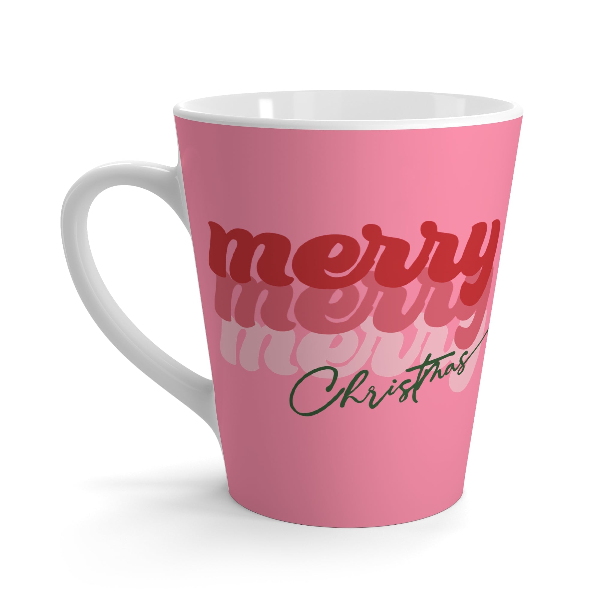 Merry Merry Merry Christmas Pink Latte Coffee Mug