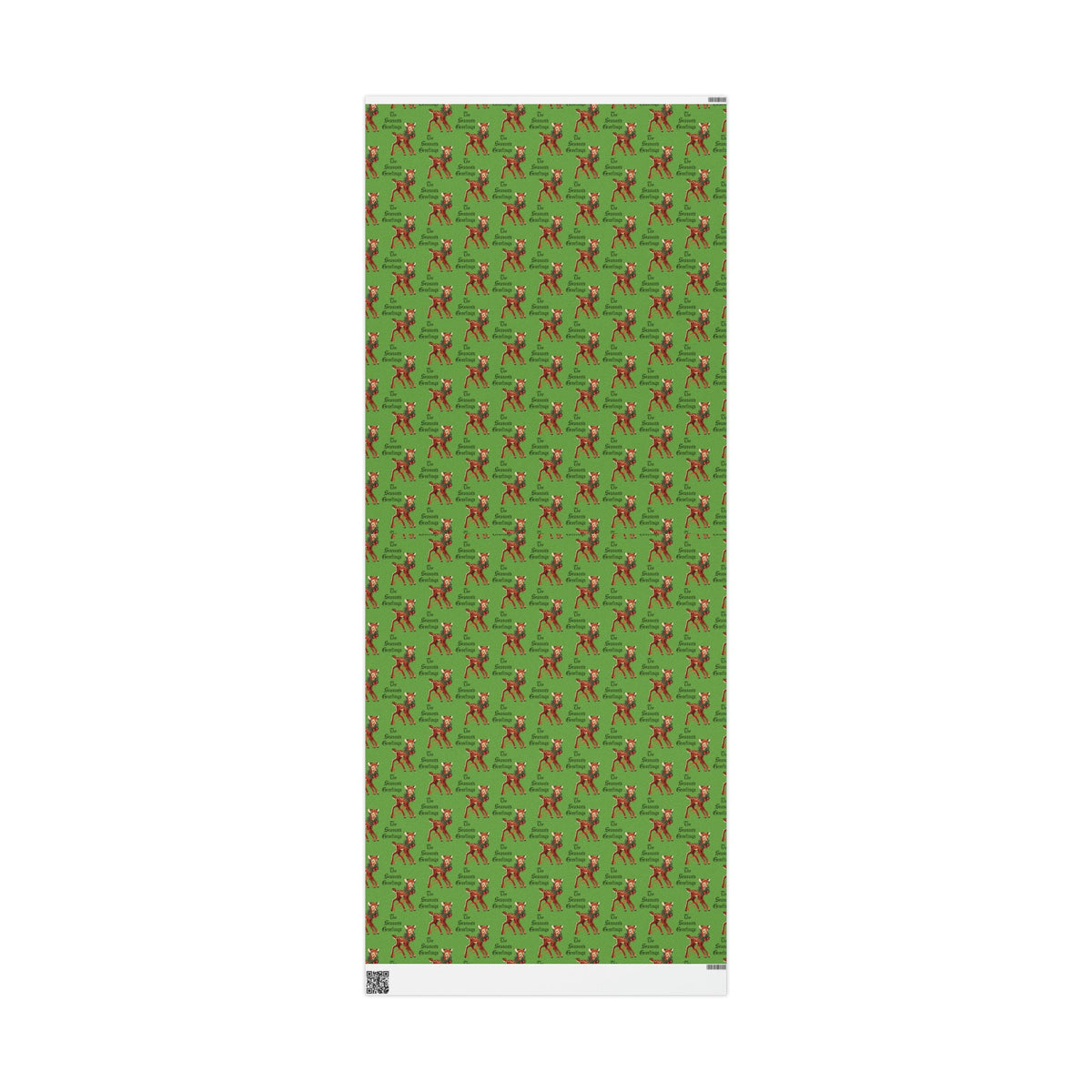 The Season's Greetings Reindeer With Wreath Mid Century Retro Christmas Print Holiday Gift Wrap Paper - Glossy Or Matte