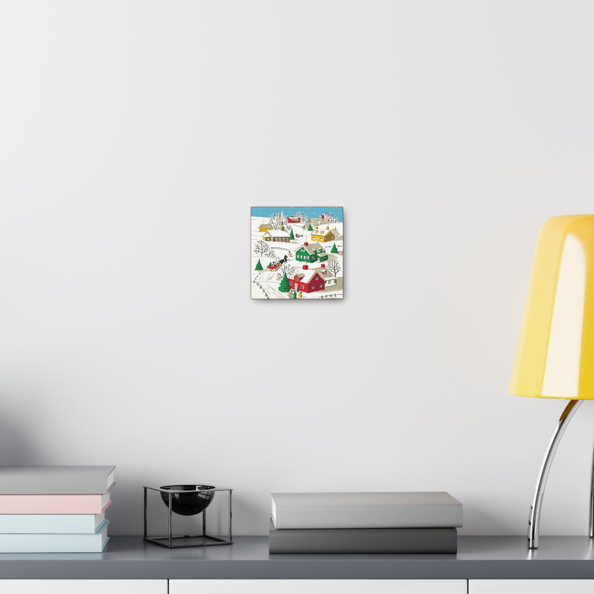 Christmas Village Town Retro Christmas Print Canvas Gallery Wrap