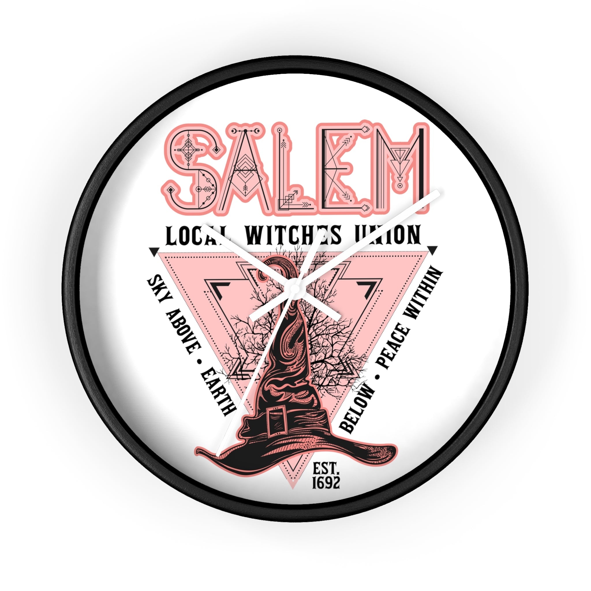 Salem Witches Union Halloween Fall Print Decor Wall Clock
