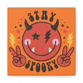 Stay Spooky Cute Devil Distressed Style Halloween Print Canvas Gallery Wrap