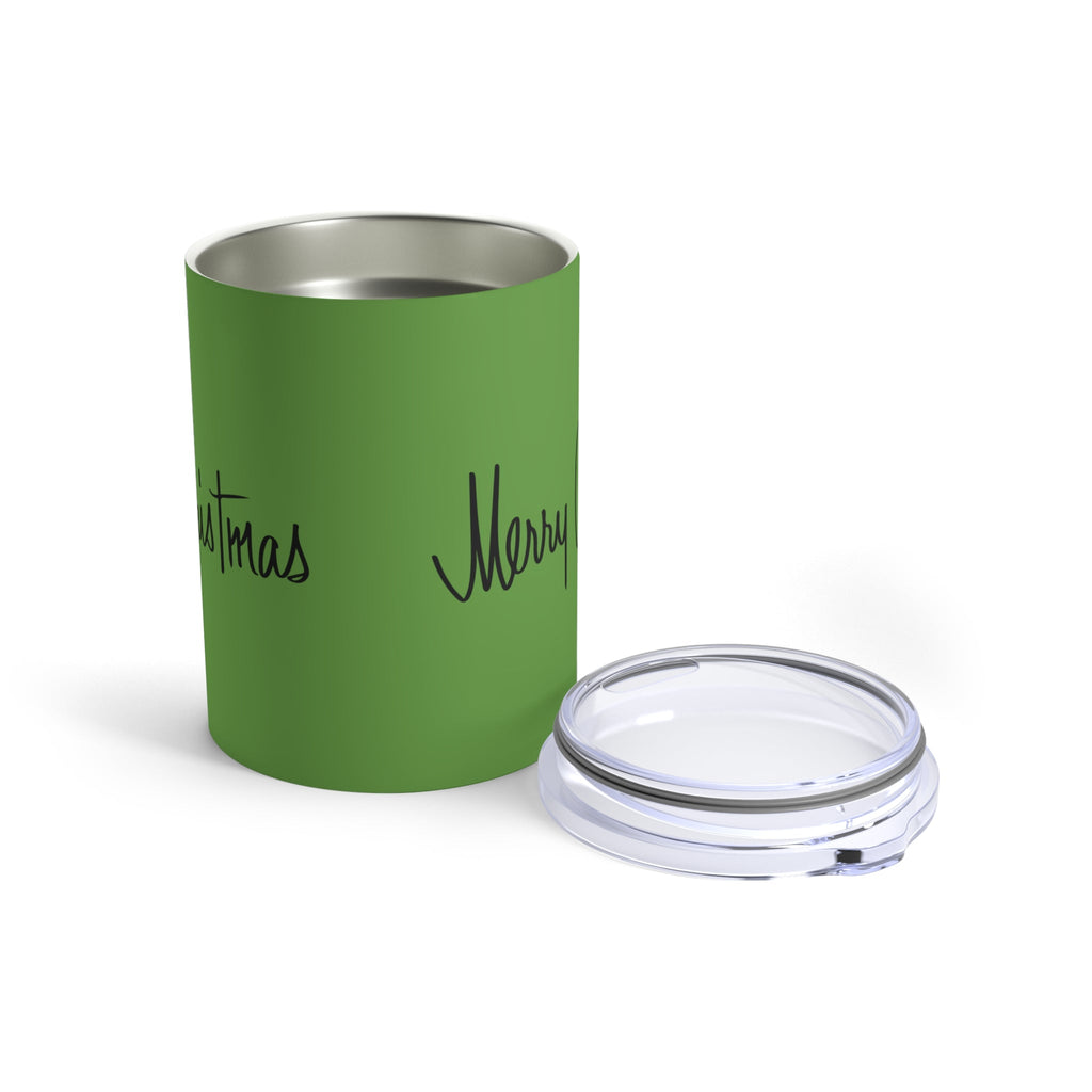 Merry Christmas Green Mid Century Retro Christmas Stainless Steel Tumbler 10oz