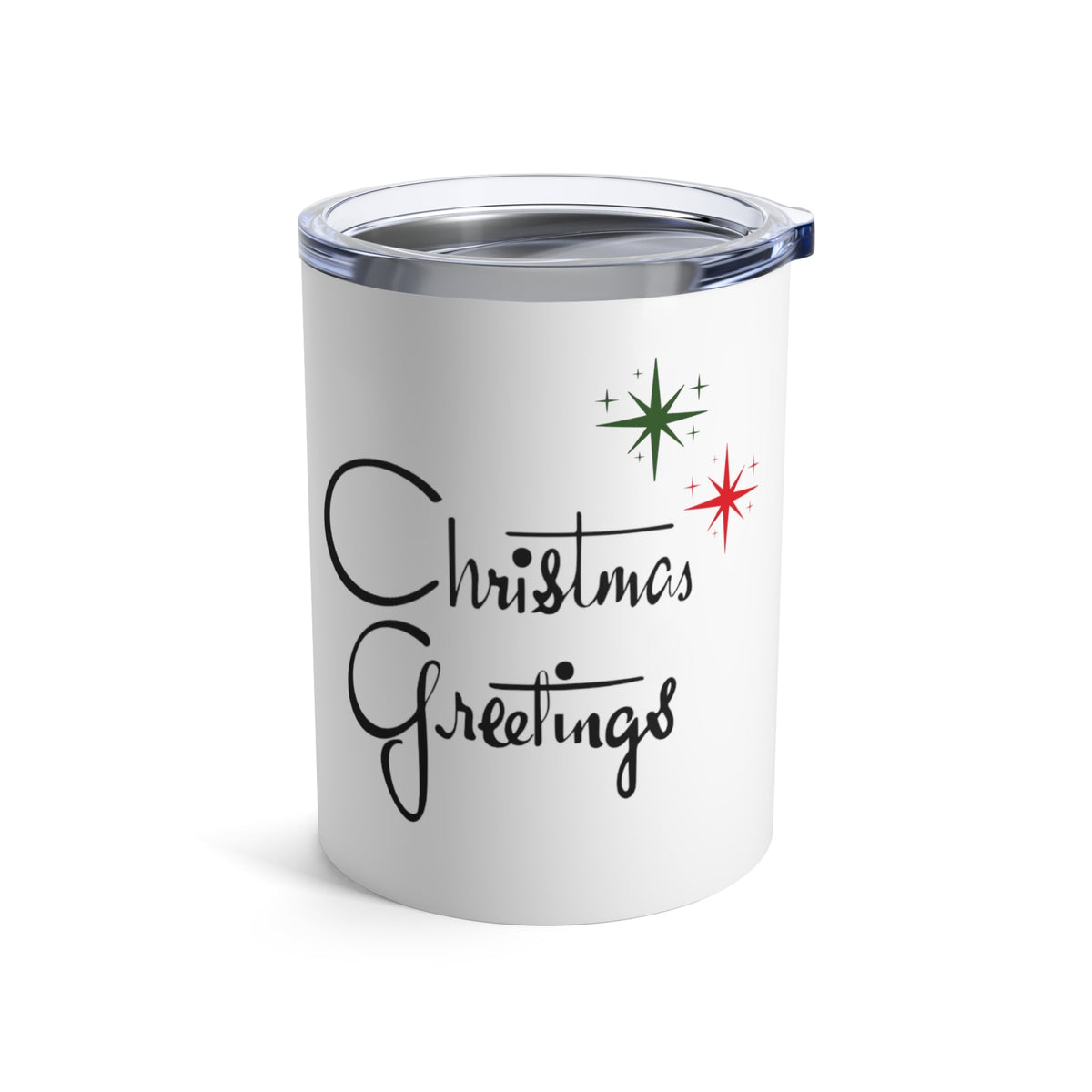 Christmas Greetings Starburst Retro Mid Century Christmas Print Stainless Steel Tumbler 10oz