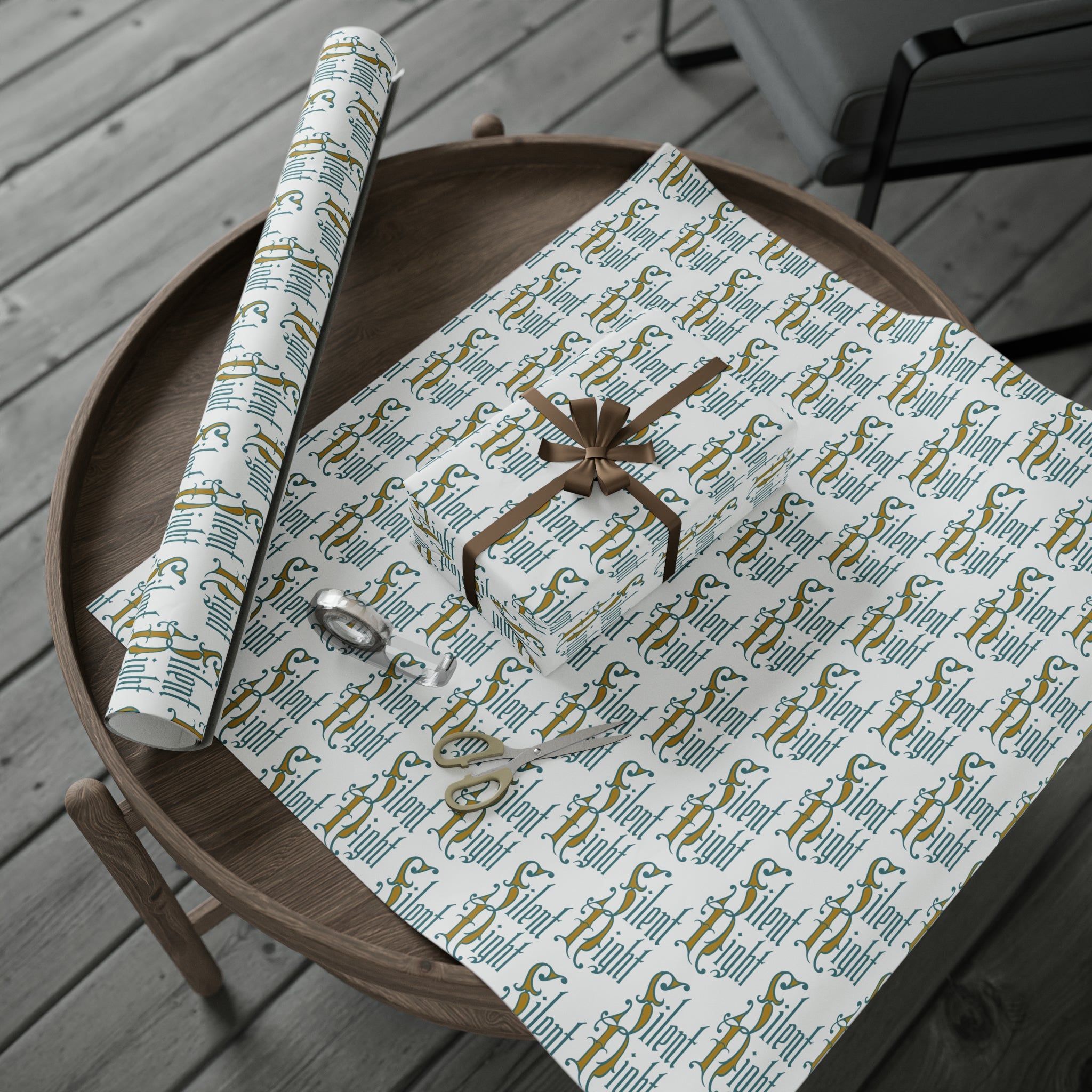 Silent Night Retro Style Christmas Holiday Gift Wrap Paper - Glossy Or Matte
