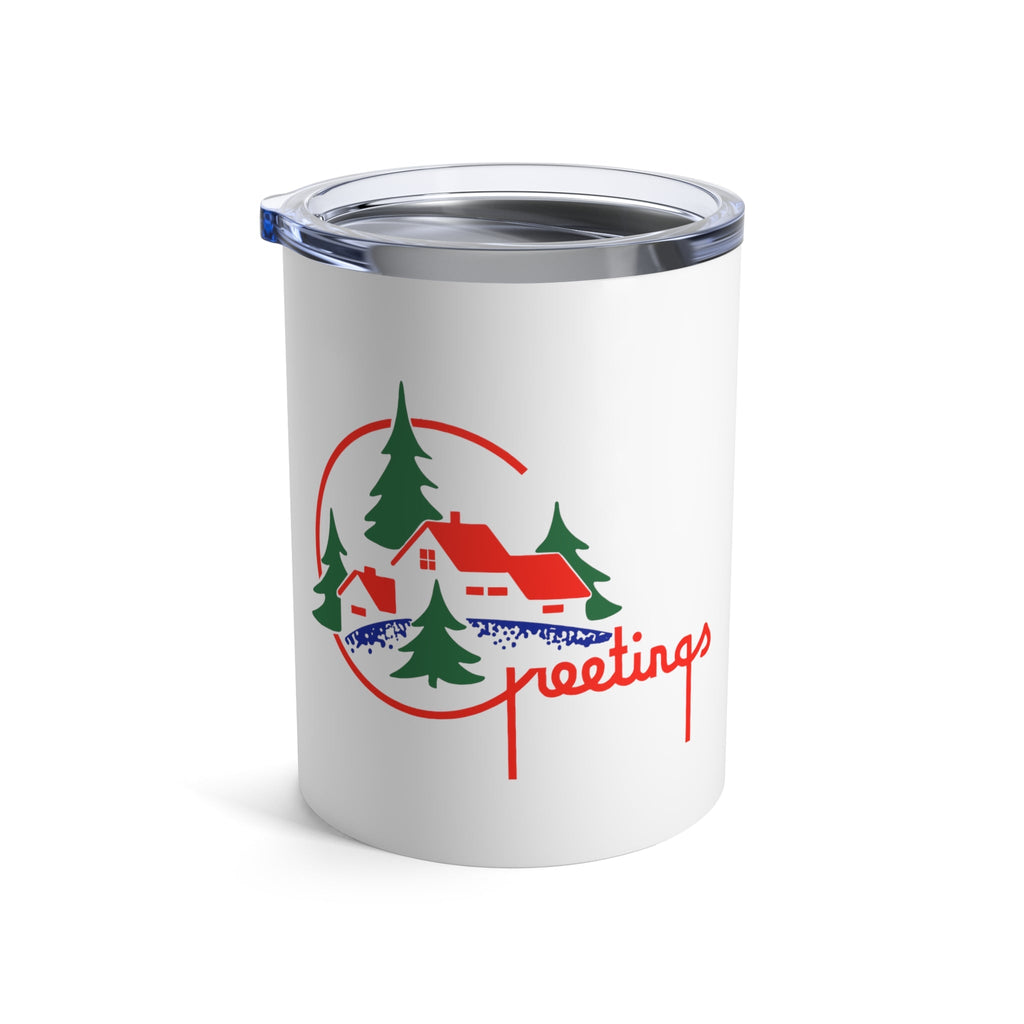Greetings Mid Century Retro Christmas Print Stainless Steel Tumbler 10oz