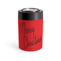 Merry Christmas Red Mid Century Retro Christmas Print Stainless Steel Can Holder