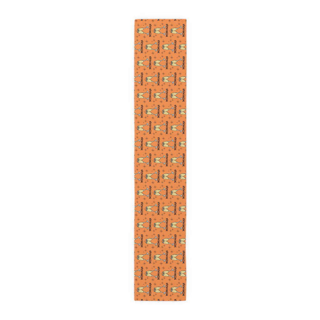 Mimosas Champagne Brunch Atomic Mid Century Orange Retro Style Decor Cotton Poly Table Runner