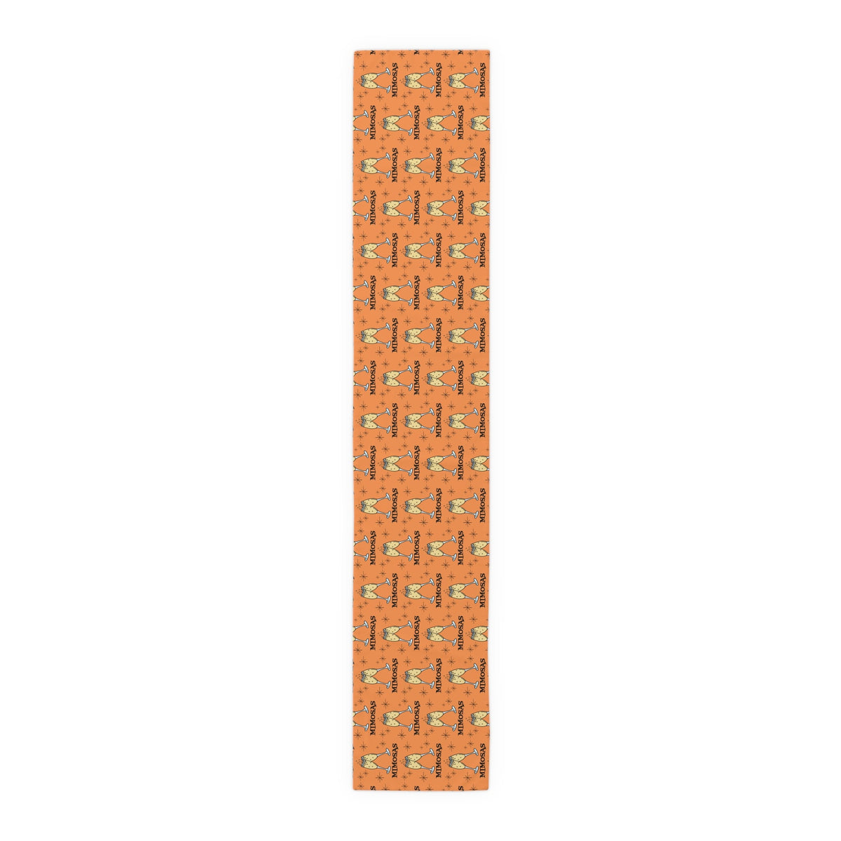 Mimosas Champagne Brunch Atomic Mid Century Orange Retro Style Decor Cotton Poly Table Runner