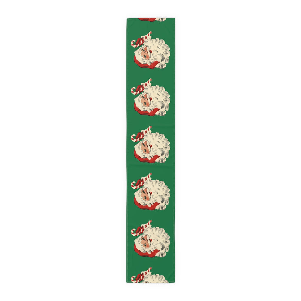 Santa With Candy Cane Retro Christmas Print Home Decor Cotton Table Runner