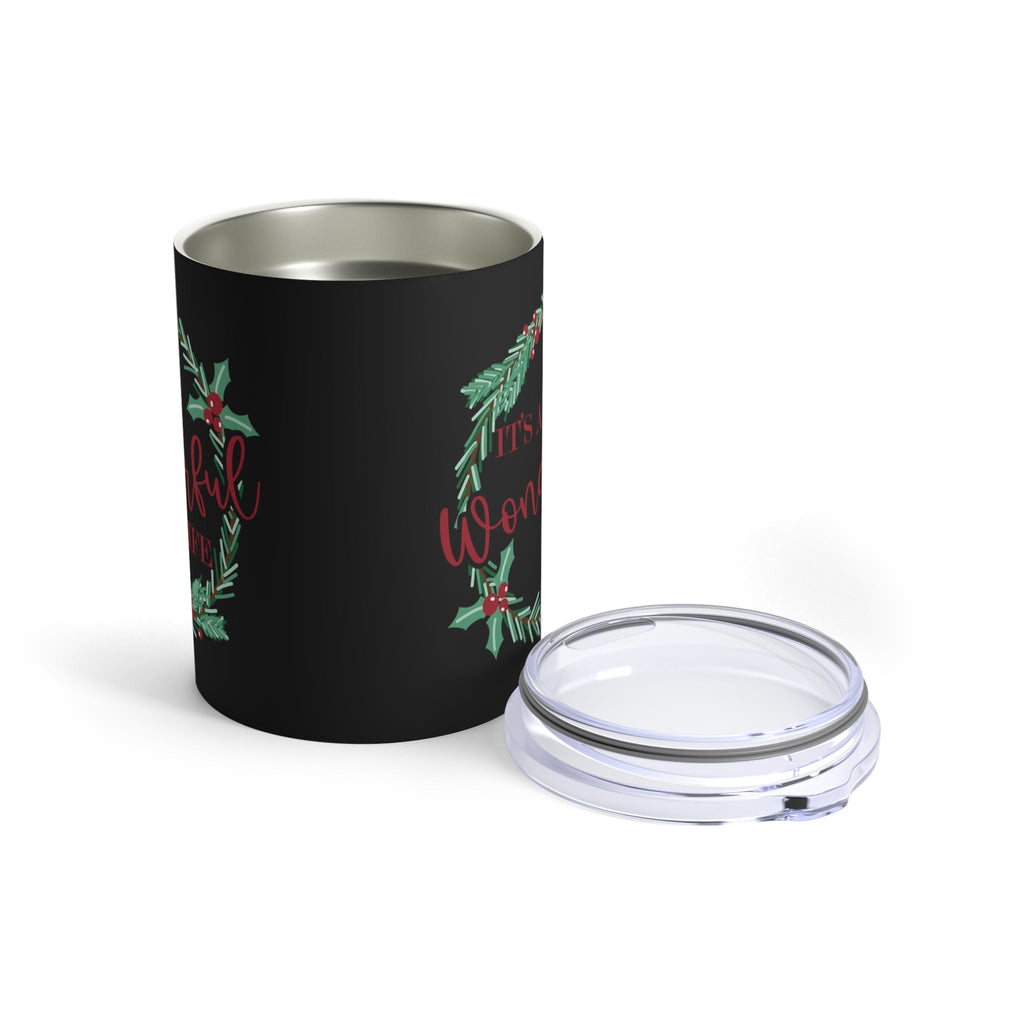 It's A Wonderful Life Christmas Wreath Black Stainless Steel Tumbler 10oz