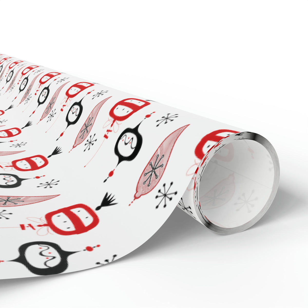 Retro Christmas Ornaments Mid Century Retro Christmas Print Holiday Gift Wrap Paper - Glossy Or Matte