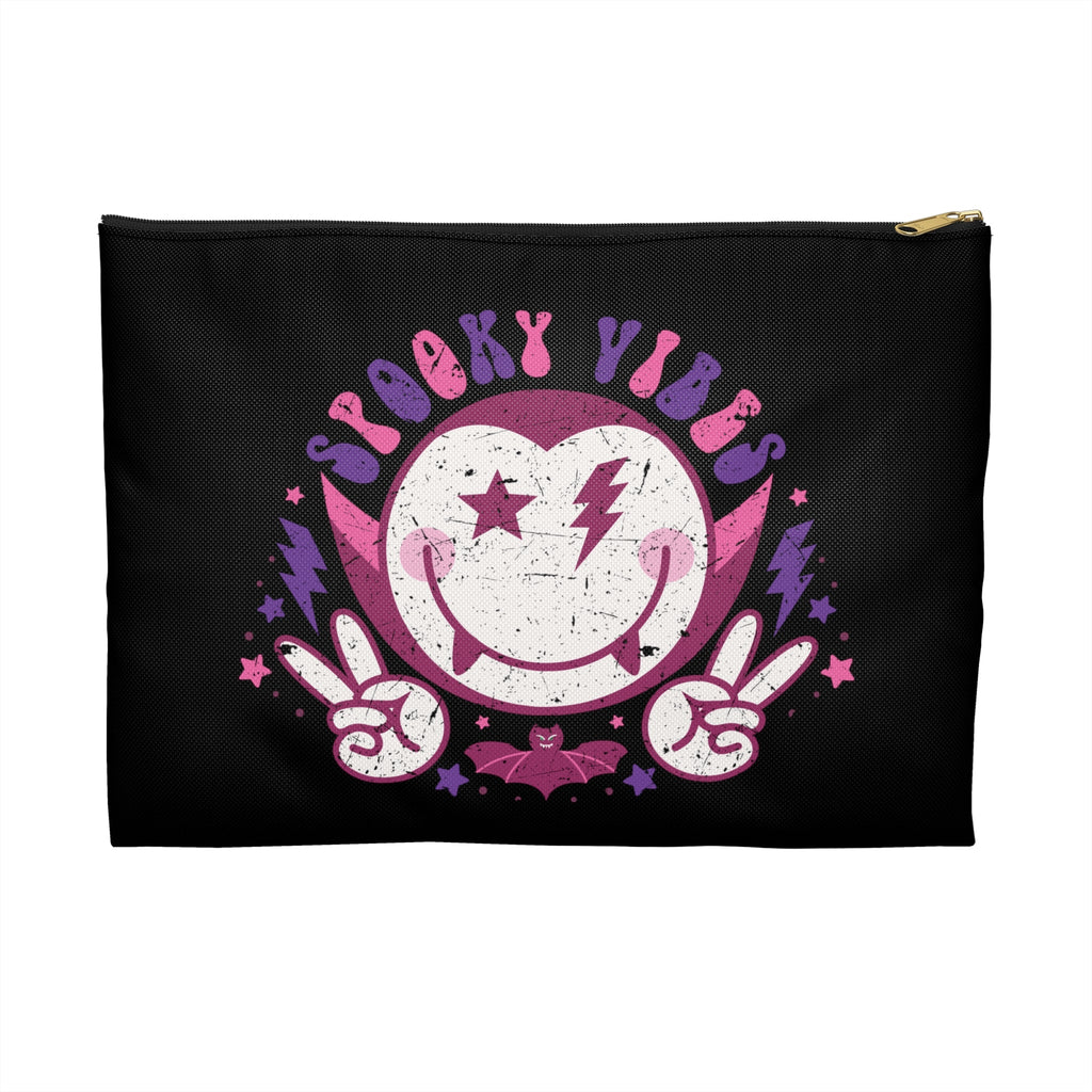 Spooky Vibes Cute Dracula Vampire Halloween Print Polyester Accessory Pouch Travel Bag