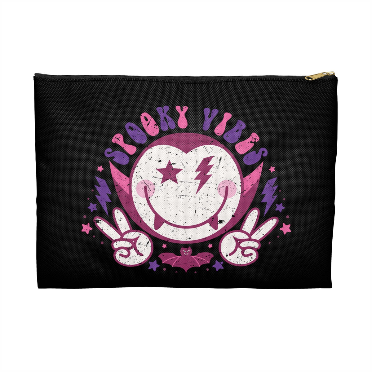 Spooky Vibes Cute Dracula Vampire Halloween Print Polyester Accessory Pouch Travel Bag