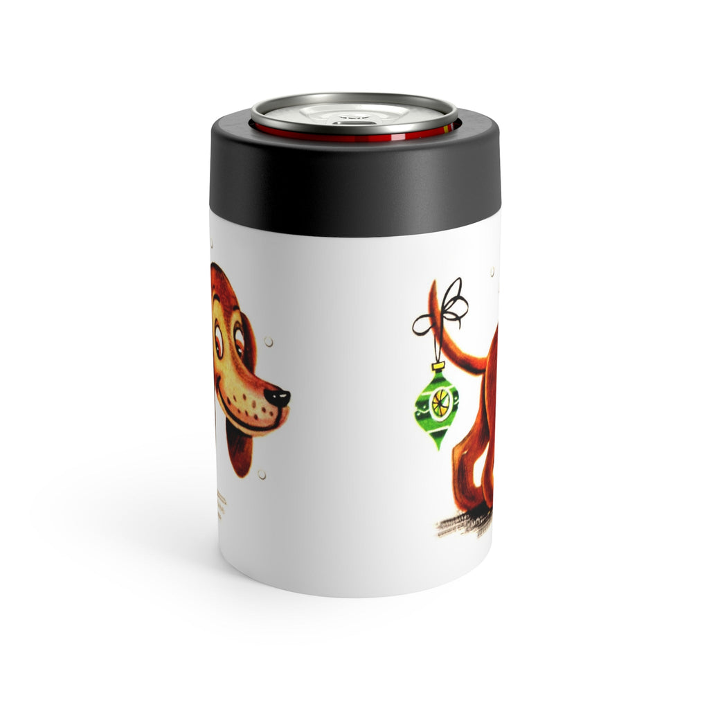 Christmas Dachshund Wiener Dog Mid Century Retro Christmas Print Lined Stainless Steel Can Holder