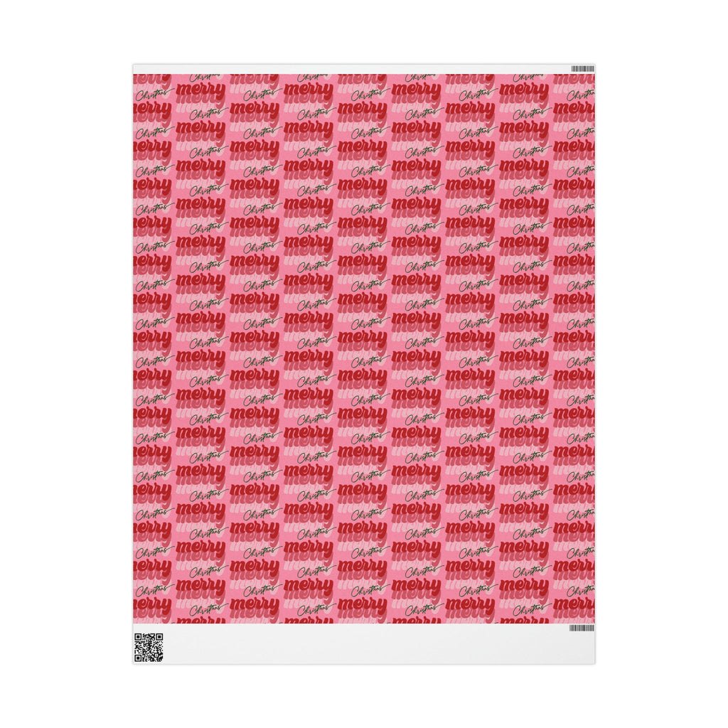 Merry Merry Merry Christmas Pink Retro Style Christmas Print Holiday Gift Wrap Paper - Glossy Or Matte