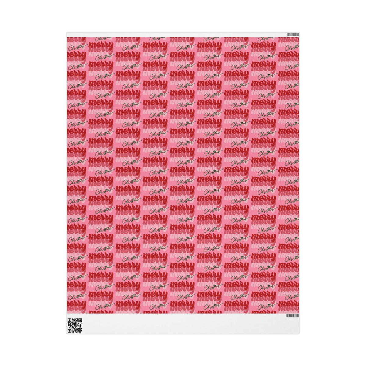 Merry Merry Merry Christmas Pink Retro Style Christmas Print Holiday Gift Wrap Paper - Glossy Or Matte