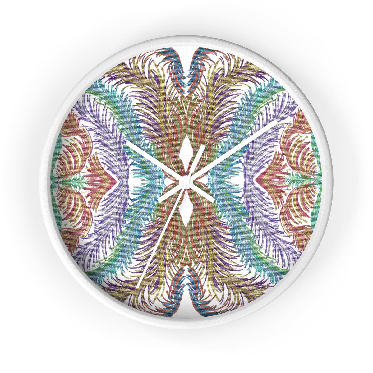 Space Feathers Caden Caraco White Wall Clock