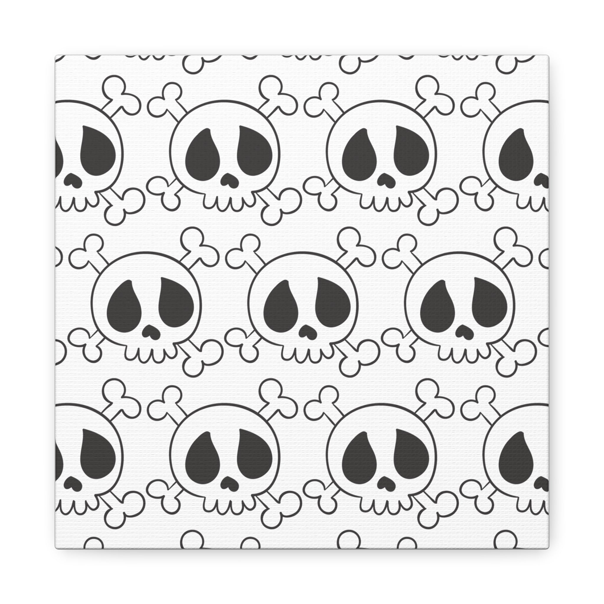 Cute Skulls Halloween Black And White Print Canvas Gallery Wrap