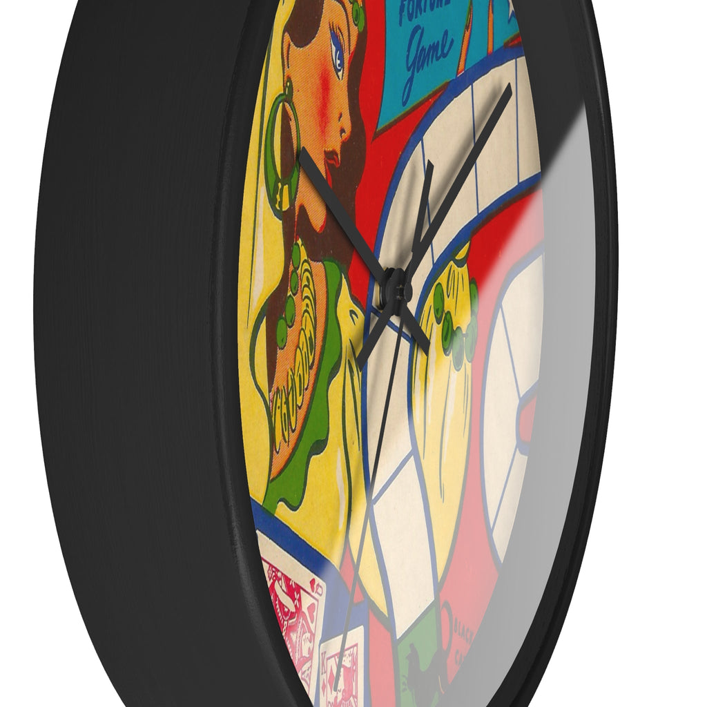 Fortune Teller Retro Board Game Retro Print Black Wall Clock