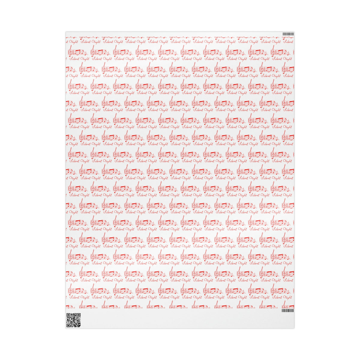 Silent Night Red Sheet Music Mid Century Retro Christmas Print Holiday Gift Wrap Paper - Glossy Or Matte