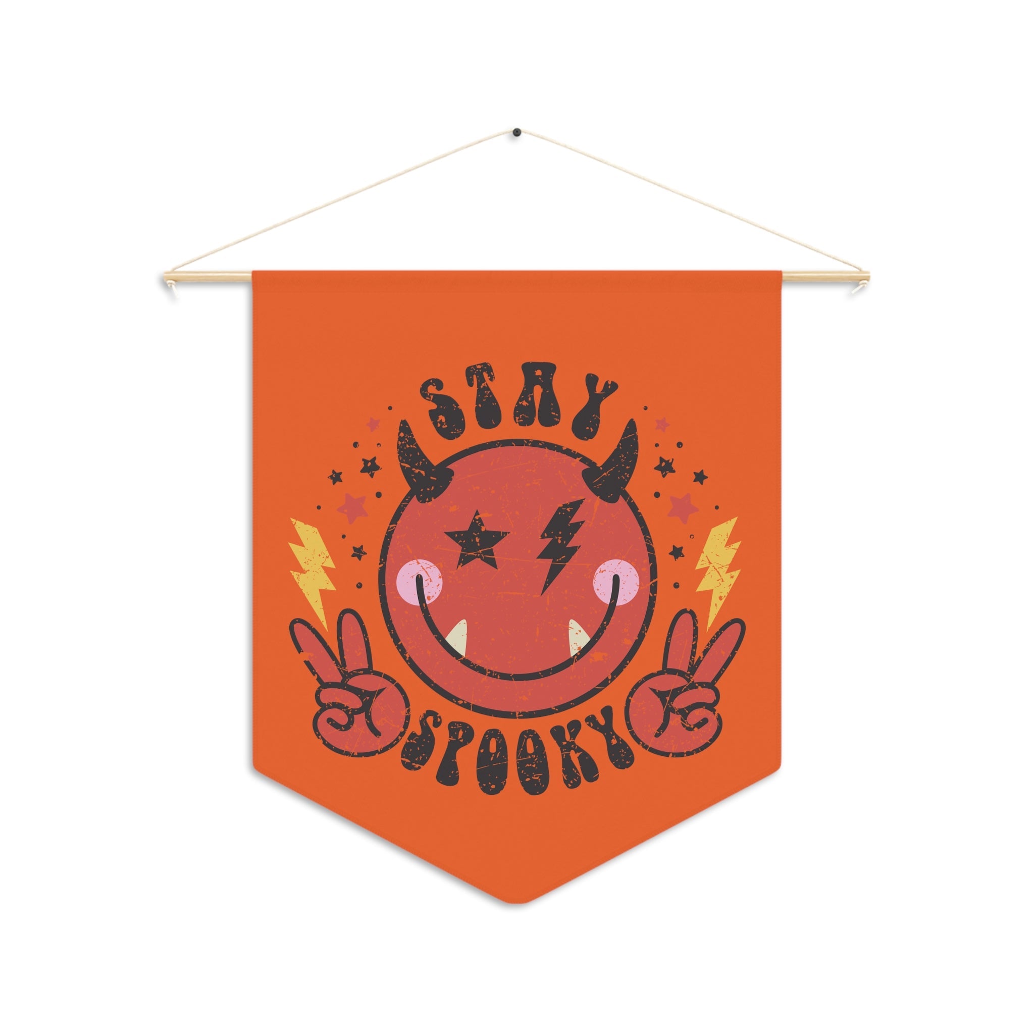 Stay Spooky Cute Devil Orange Halloween Print Decor Print Wall Hanging Banner Flag