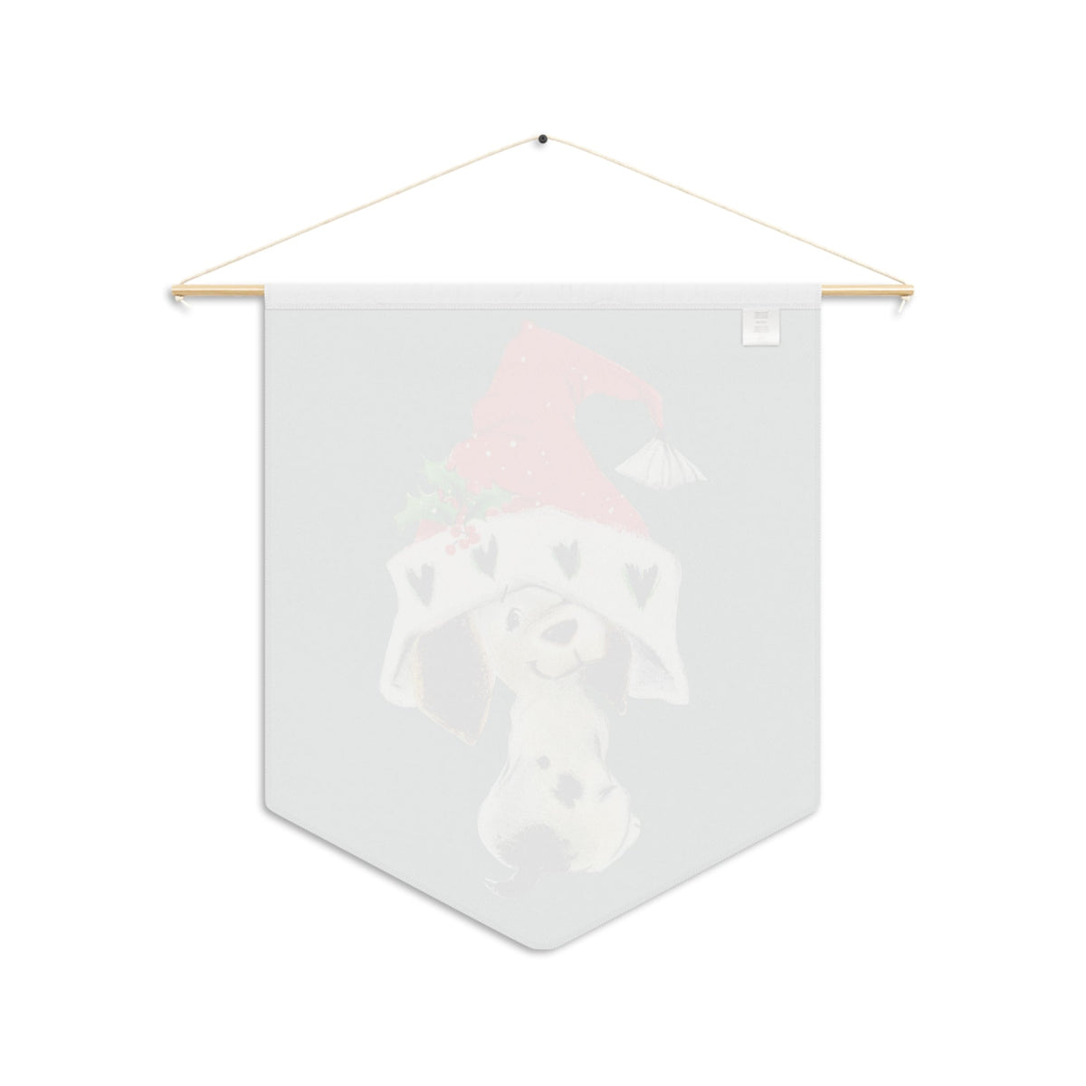 Christmas Dalmation Puppy In Santa Hat Mid Century Retro Christmas Print Wall Hanging Banner Flag