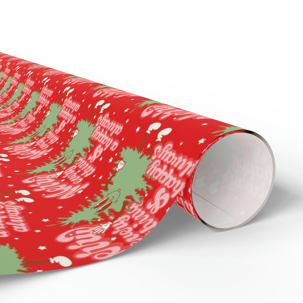 Merry Everything And Happy Always Cute Christmas Tree Retro Style Christmas Holiday Gift Wrap Paper - Glossy Or Matte