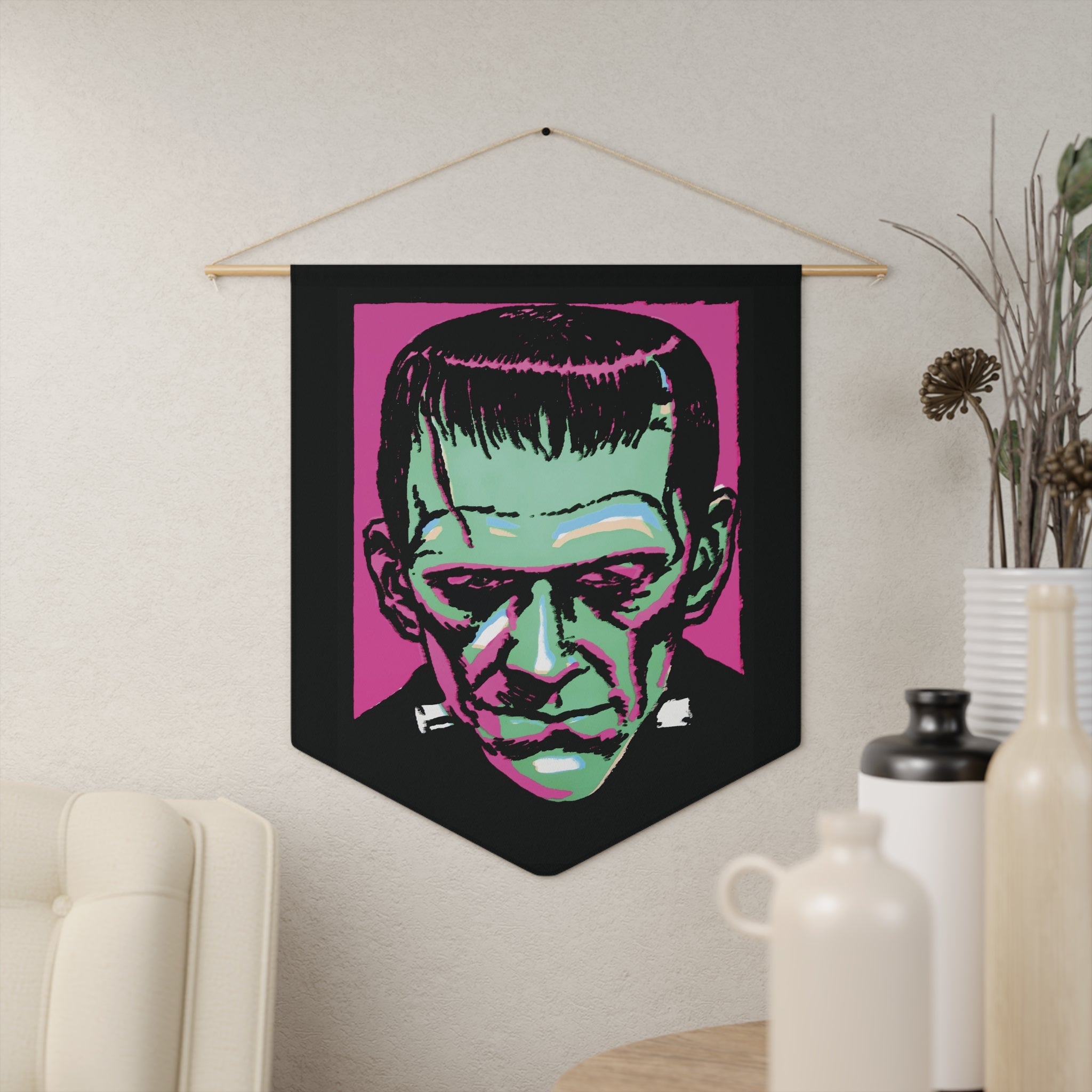Retro Frankenstein Monster Gothic Print Pennant Banner Flag