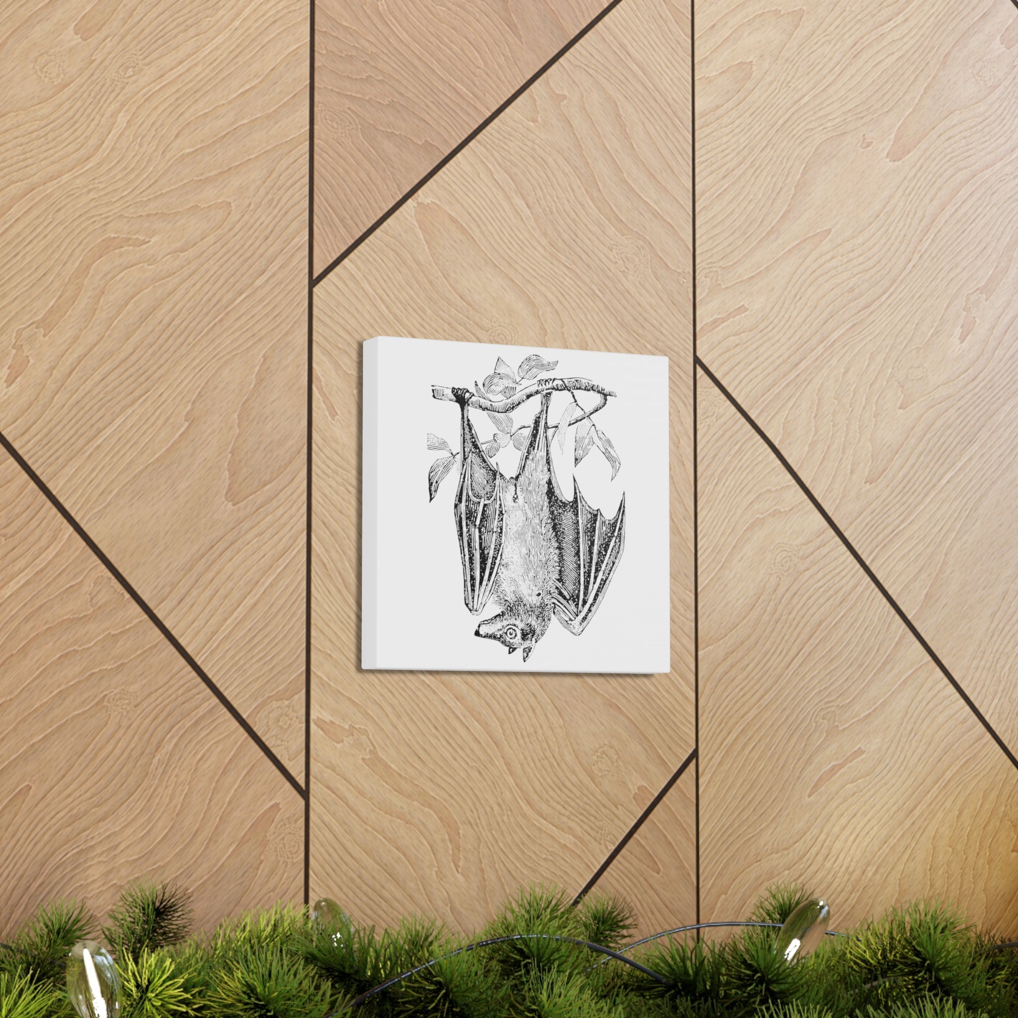 Retro Bat Halloween Print Canvas Gallery Wrap