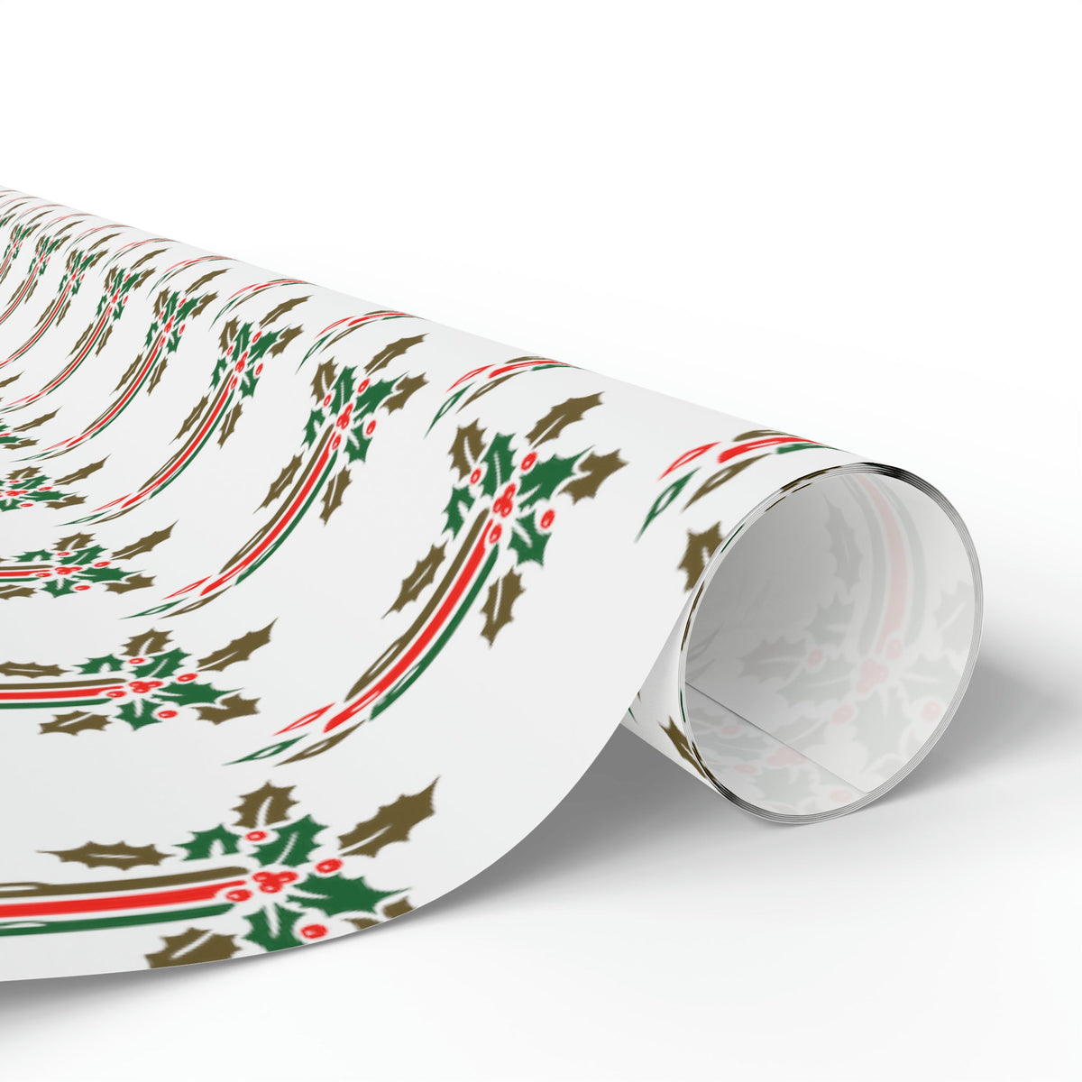 Christmas Candles With Holly Mid Century Retro Christmas Print Holiday Gift Wrap Paper - Glossy Or Matte