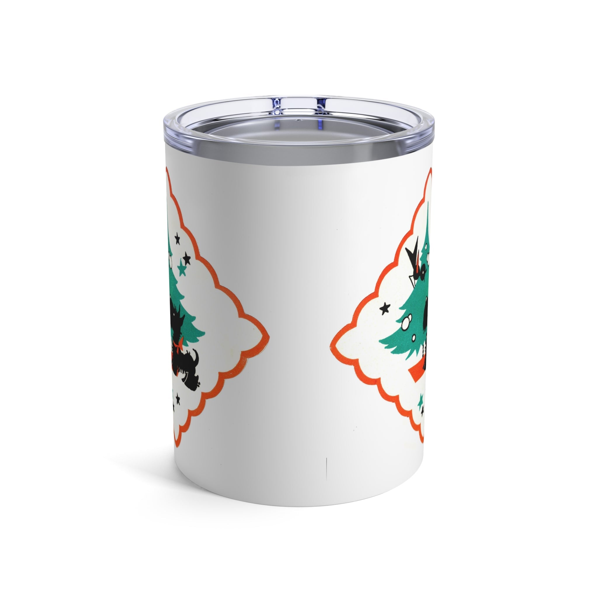 Scottie Christmas Tree Retro Christmas Print Stainless Steel Tumbler 10oz