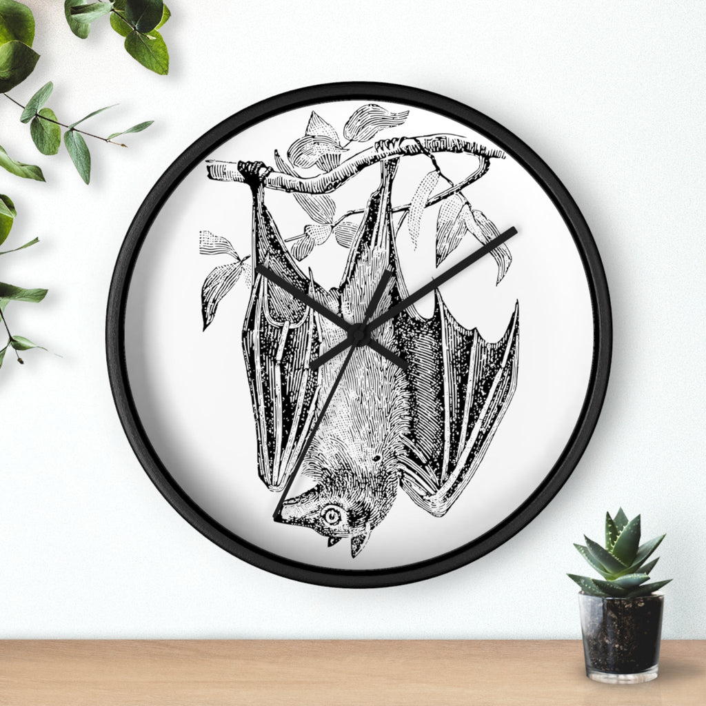 Retro Bat Print Halloween Fall Decor Wall Clock