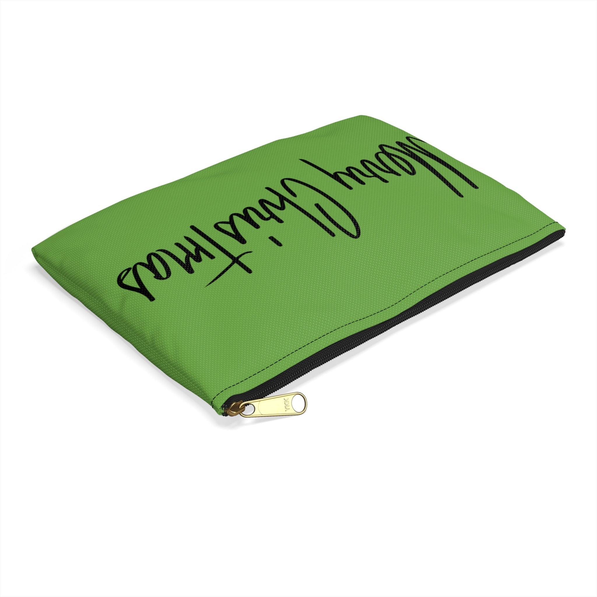 Merry Christmas Green Mid Century Retro Christmas Print Polyester Accessory Travel Pouch