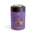 Christmas Wishes Reindeer Stars Purple Mid Century Retro Christmas Print Stainless Steel Can Holder