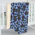 Witchy Kitties Blue Halloween Sherpa Fleece Blanket