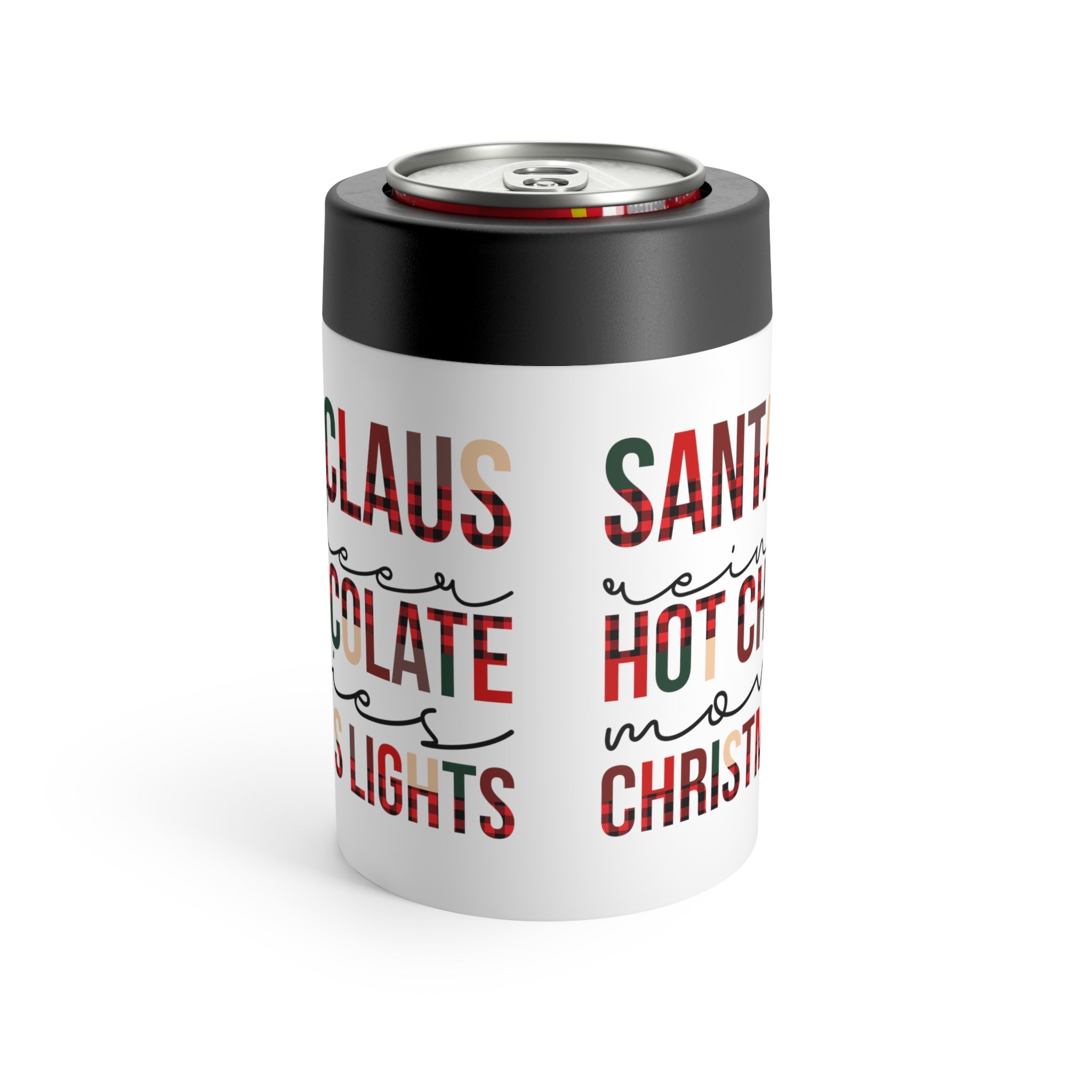 Santa Claus Reindeer Hot Chocolate Movies Christmas Lights Christmas Stainless Steel Can Holder