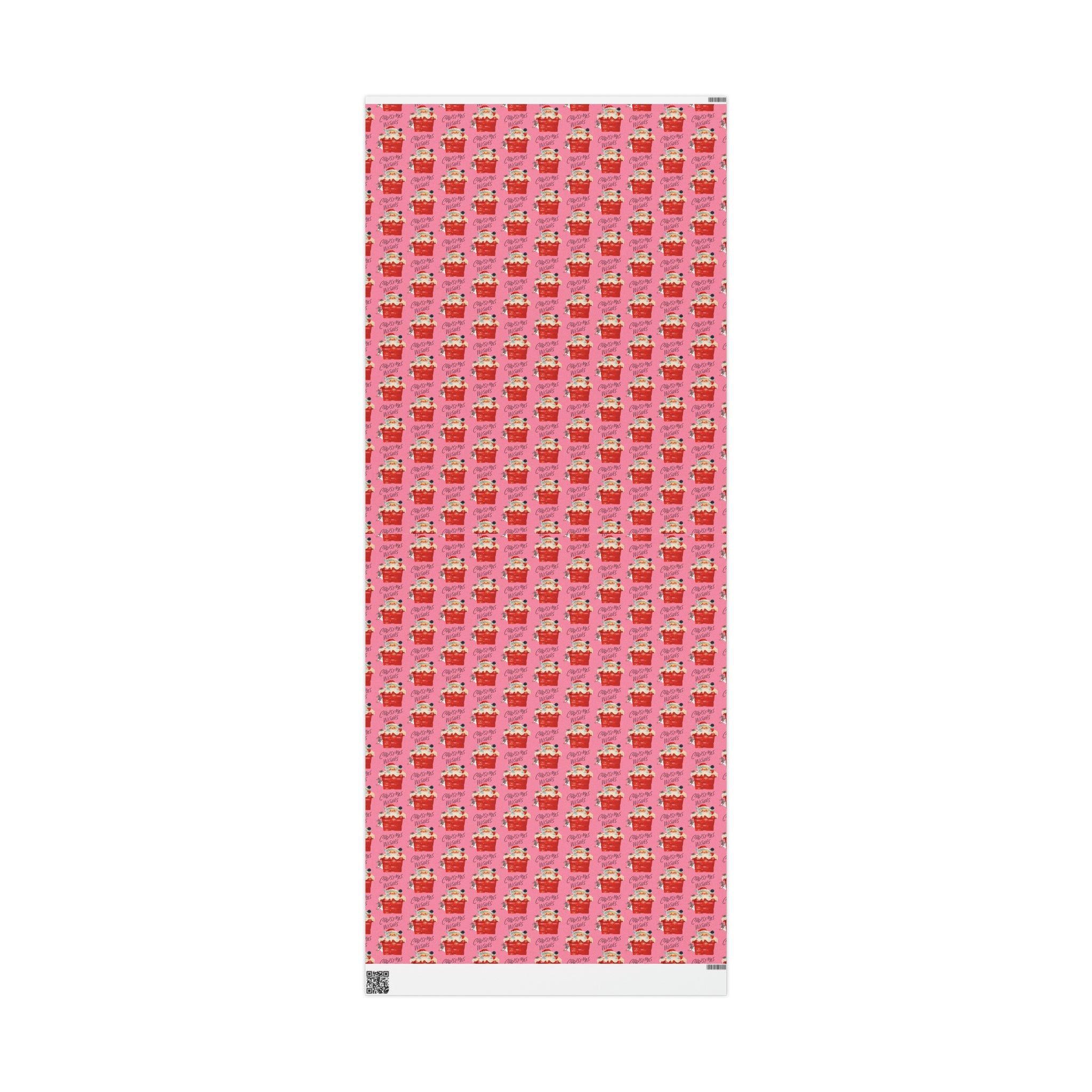 Christmas Wishes Santa In Chimney Pink Mid Century Retro Christmas Style Holiday Gift Wrap Paper - Glossy Or Matte