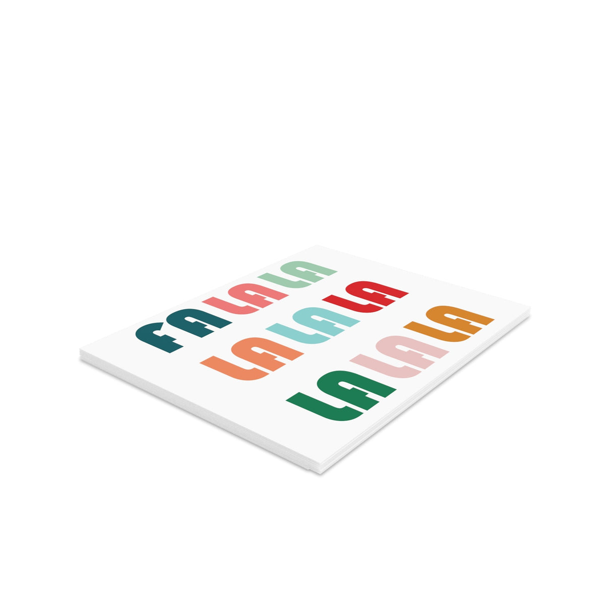 Fa La La La Retro Christmas Style Matte Greeting Cards (8, 16, and 24 pcs)